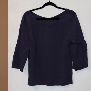 Ann Taylor Purple/Gray V-Neck 3/4 Sleeve Top